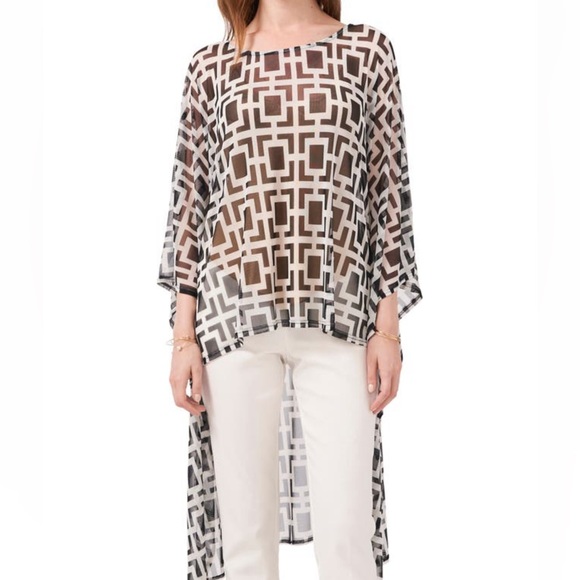 NWOT Nordstrom Black and white geometric high low tunic - Picture 1 of 3